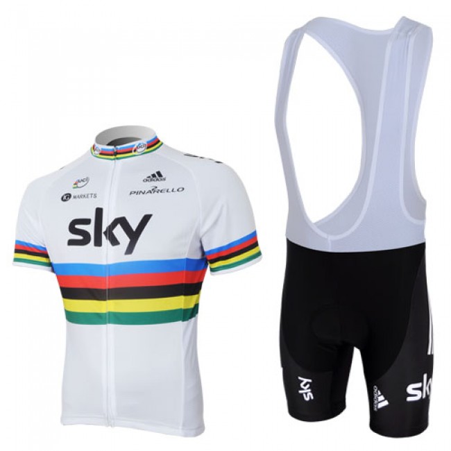 2013 Team Sky UCI Fietspakken Fietsshirt Korte+Korte koersbroeken Bib wit zwart 758