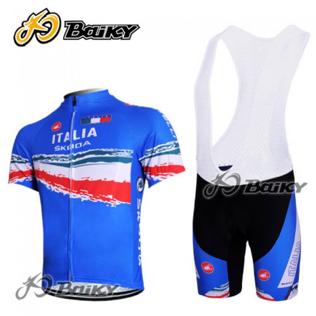 CASTELLI ITALIA SKODA Fietspakken Fietsshirt Korte+Korte koersbroeken Bibblauw 4242