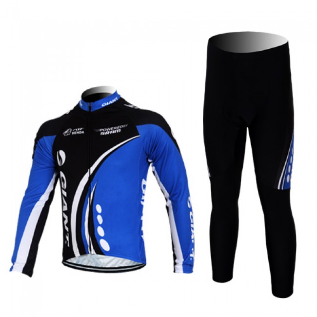 Giant kenda pro Fietspakken Fietsshirt lange mouw+lange fietsbroeken zwart blauw 4370